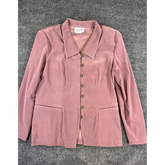 Leslie Belle Jackets & Blazers - Vintage Leede Bede Mauve Suede Jacket Womens Size 16 Button Front 90s